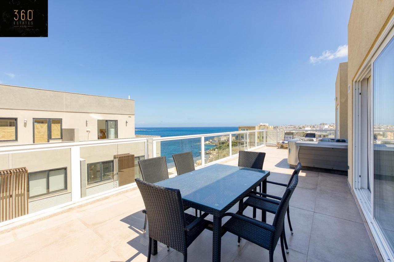 Luxurious Sea Front Penthouse With Private Hot Tub By 360 Estates Apartamento St. Paul's Bay Exterior foto